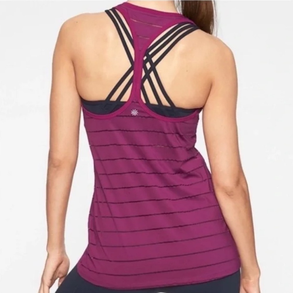Athleta Plum Striped Racerback Tank Top